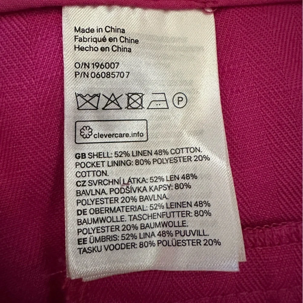 H&M Fuchsia pink bright Trousers size 12 linen blend flat front NWT causal